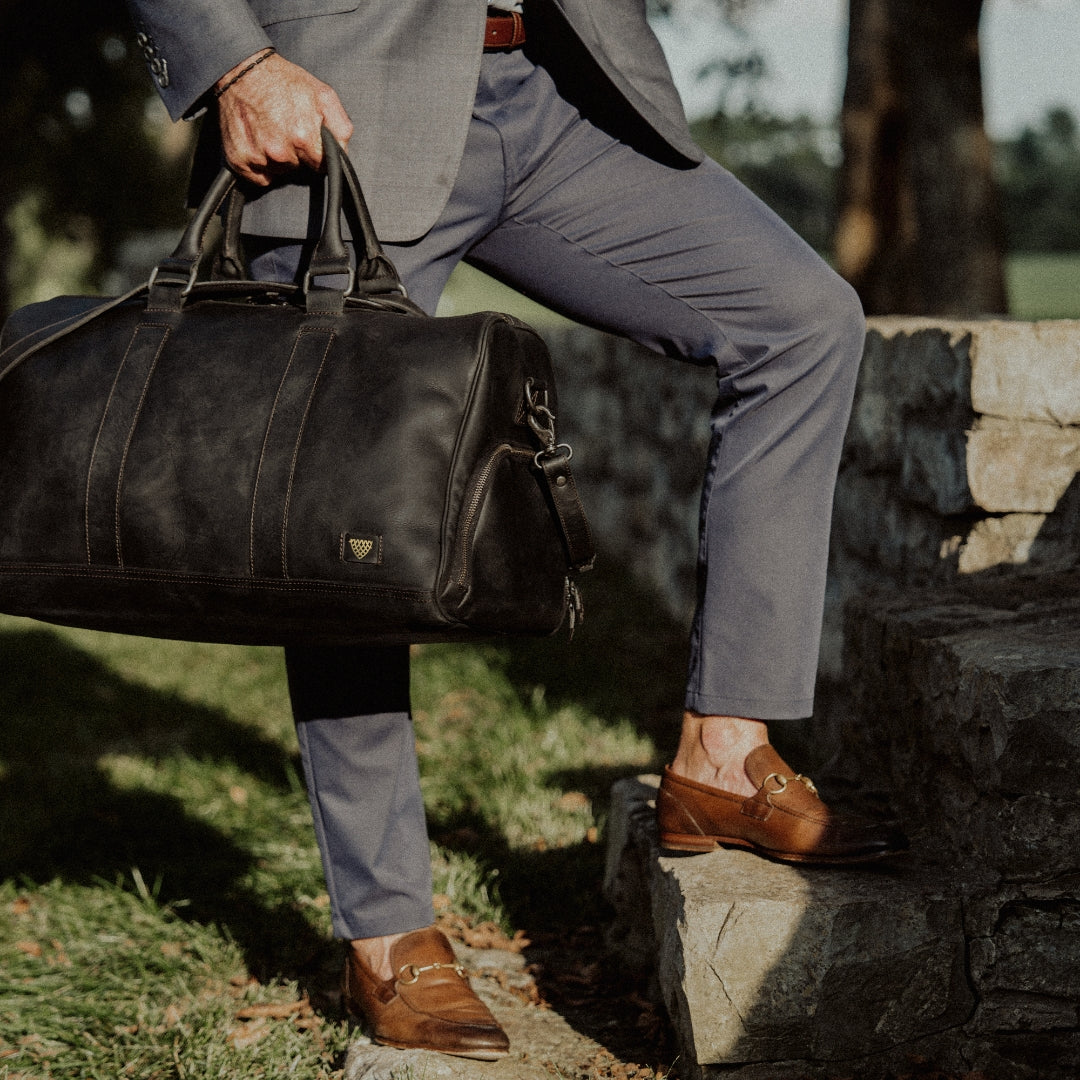 hover Black Leather Luxury Luggage
