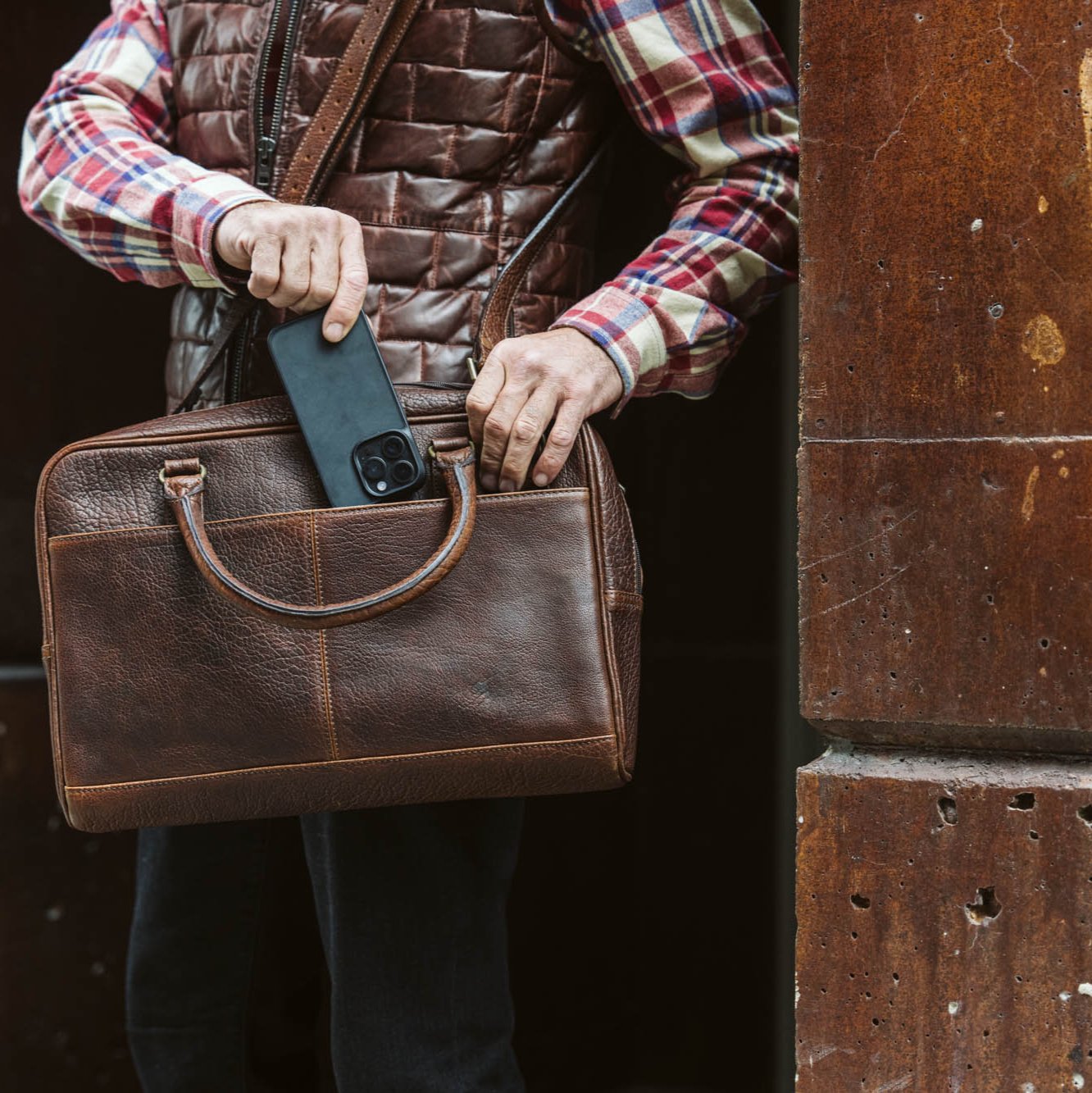 Vintage Water Buffalo - Leather Briefcase Bag