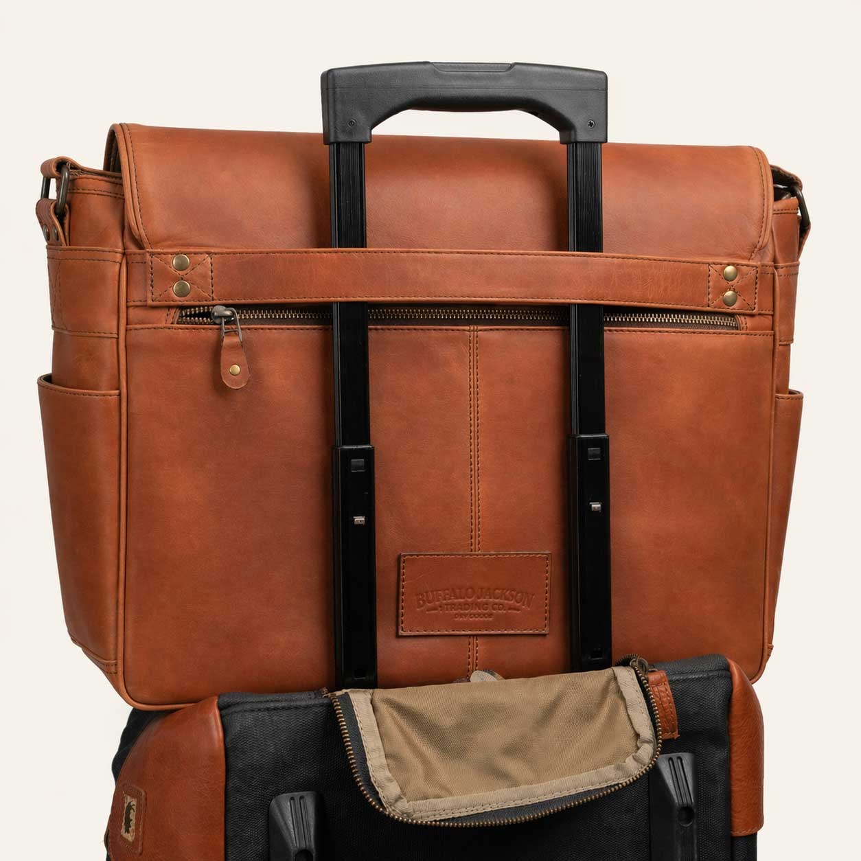 Roosevelt Buffalo Leather Satchel Messenger Bag - Large | Amber Brown