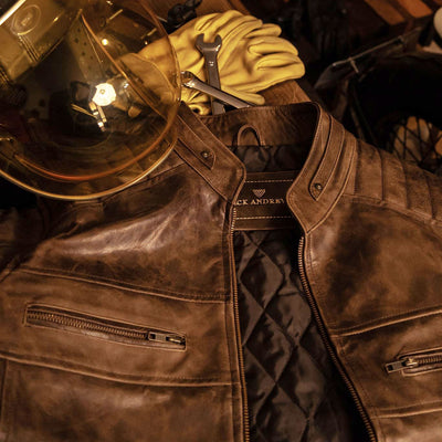 Mens Leather Cafe Moto Jacket - Jack Andrews