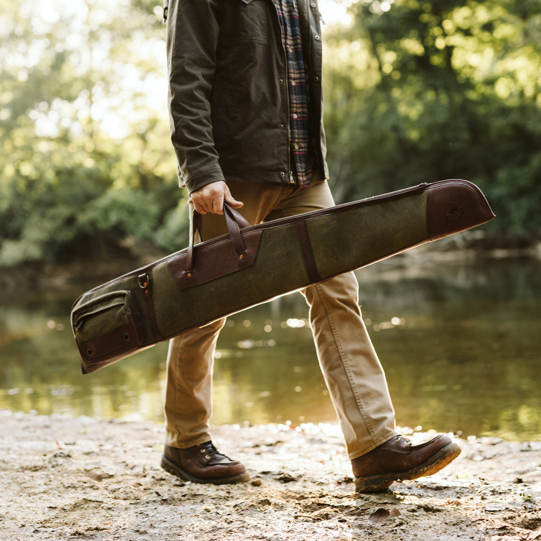 Dakota Shotgun Case | Waxed Canvas Green w/ Dark Briar Leather