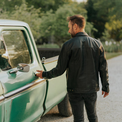 Classic black leather jacket
