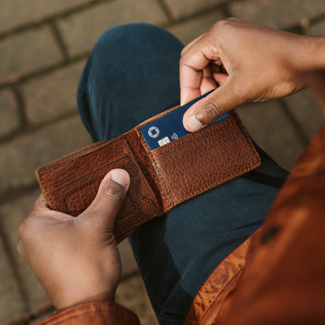 mens best bison leather billfold wallet