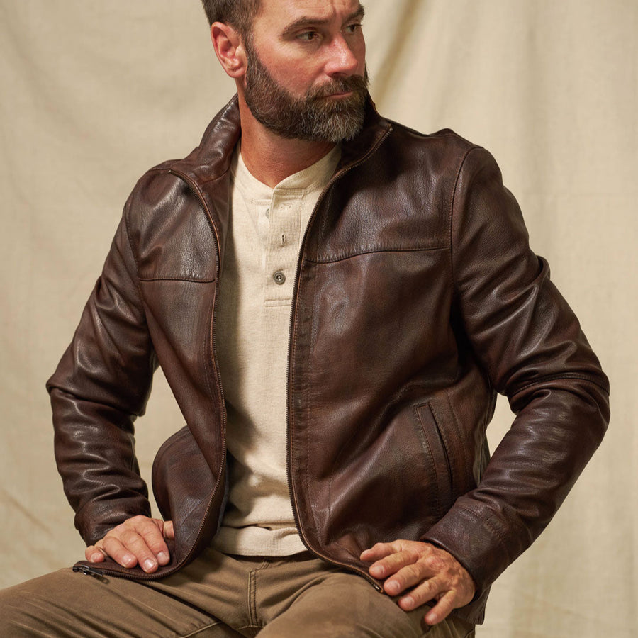 Light Weight Leather Brown Distressed Jacket 
