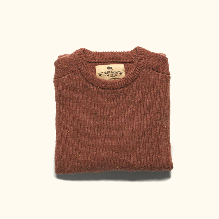 Wool Crewneck - Burnt Sunset Orange