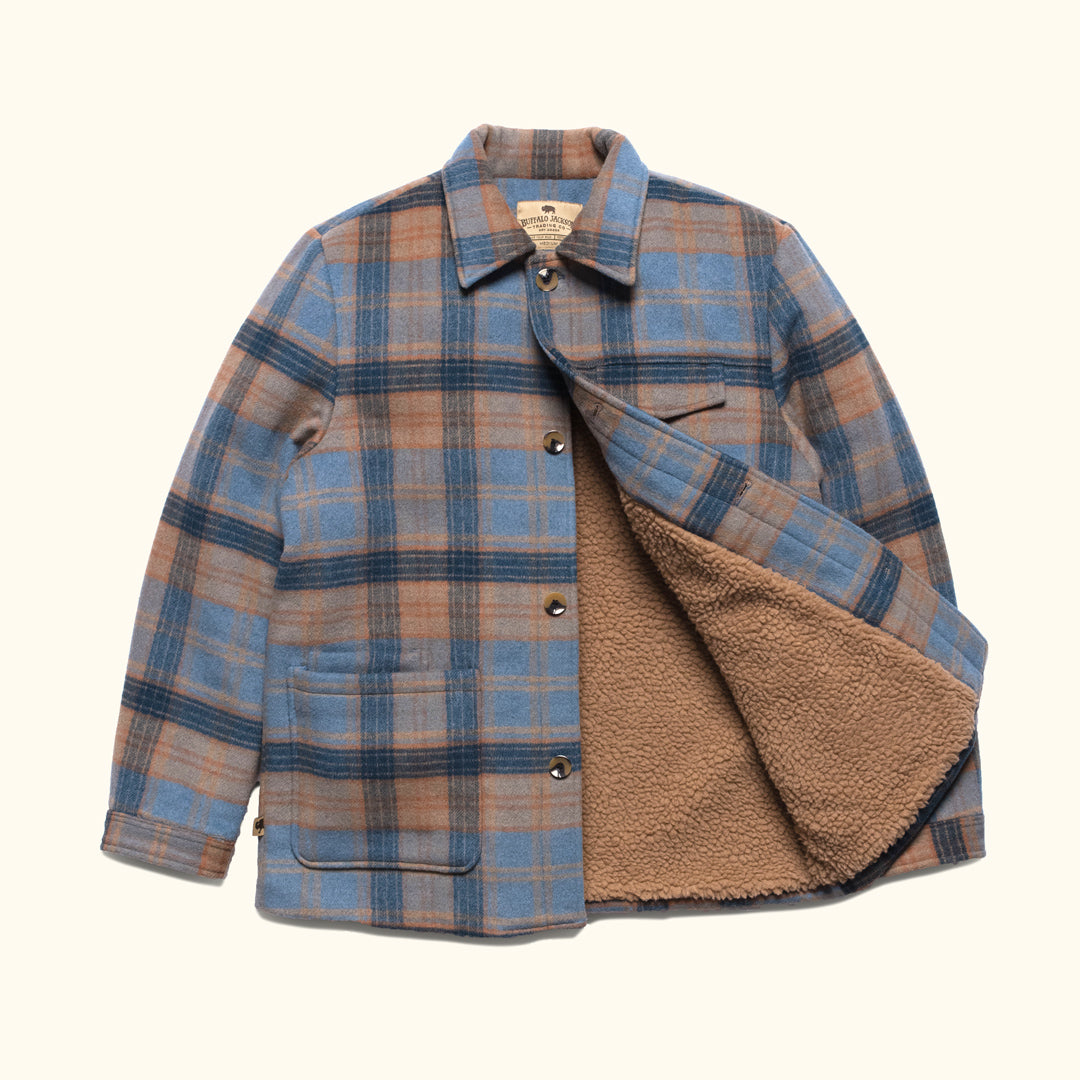 Men's Wool Overcoat with Sherpa Interior Lining