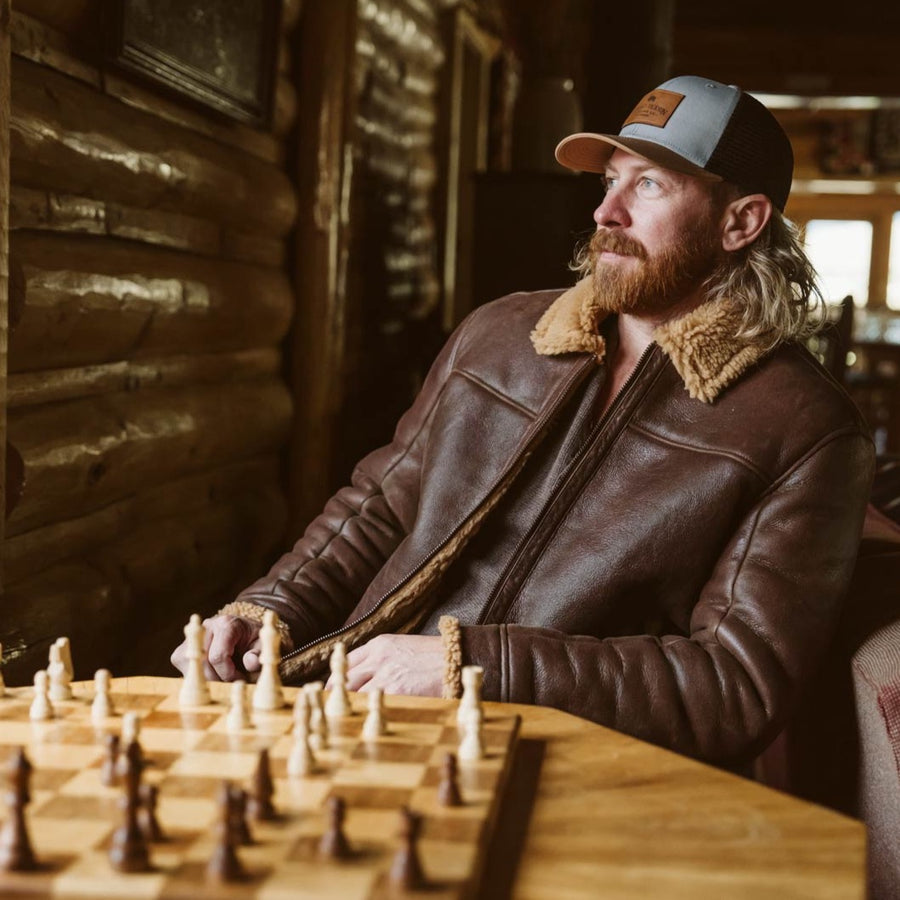 Men's Shearling Leather Bomber Jacket 
