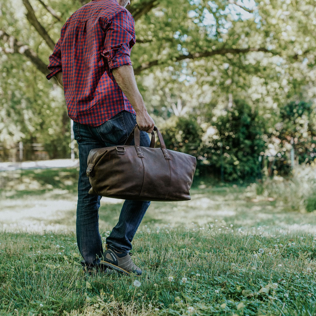 Modern Leather Weekend Bag | Vintage Oak