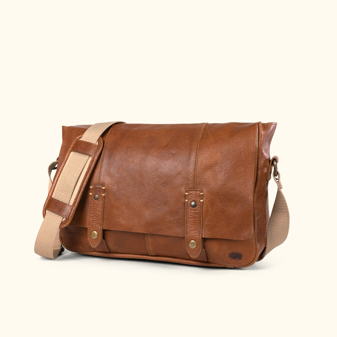 Walker Leather Messenger Bag in Rustic Tan — Buffalo Jackson