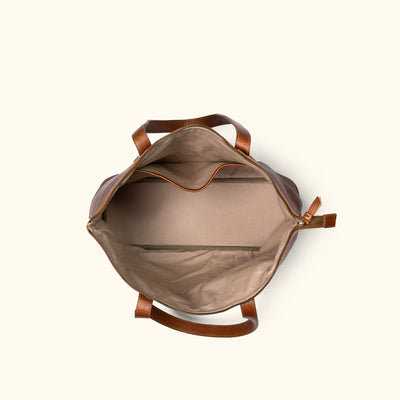 Interior Vintage Brown Leather Tote Bag | Rustic Tan